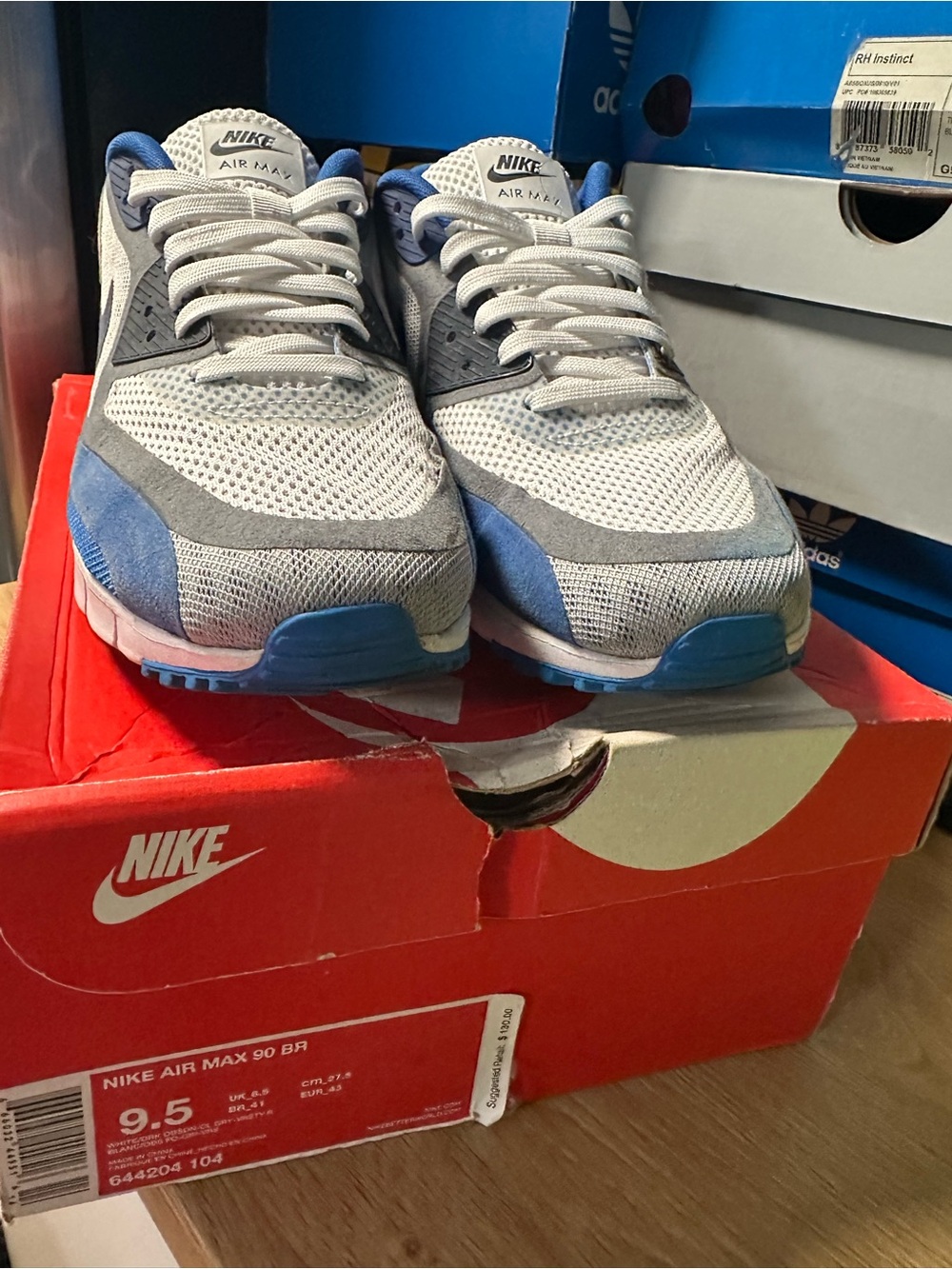 Nike Men's Air Max Mesh Running Shoes in Grey and Blue